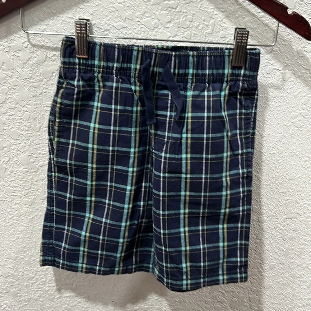 Gymboree elastic waist boys blue &green shorts size 6 GUC
